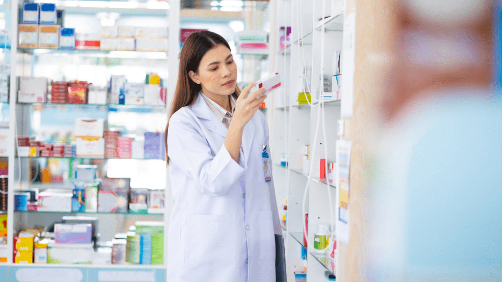 a clinical professional checking the medicines