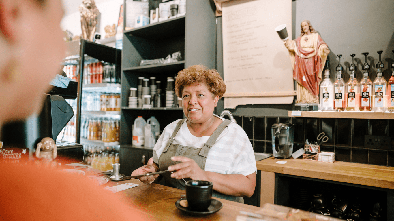 a woman handling her cafe