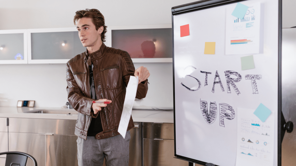 a man doing a start up presentation