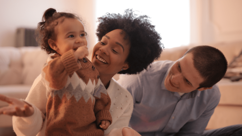 a family having an indoor fun