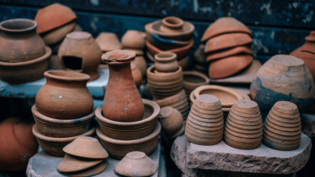 different handmade pottery products