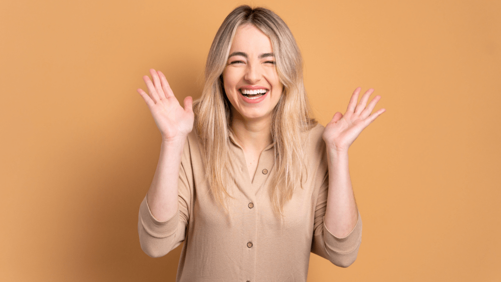 a woman showing reaction