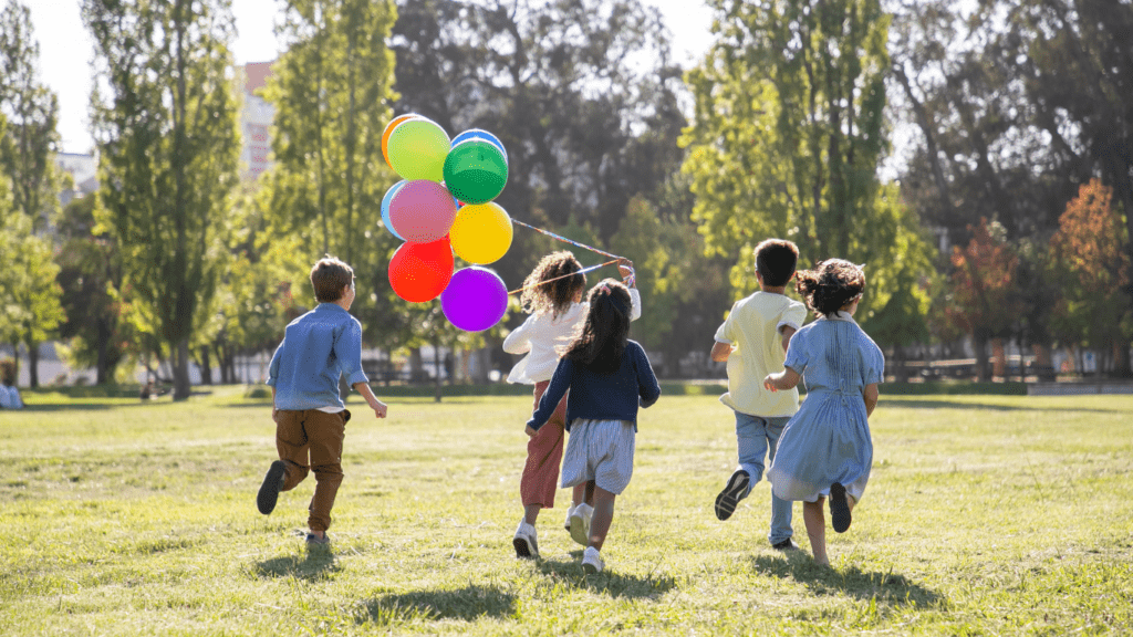 kids having fun at the part