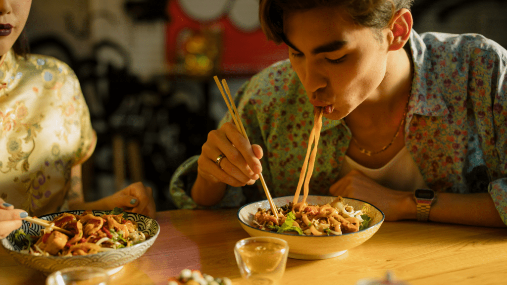 a man eating a meal