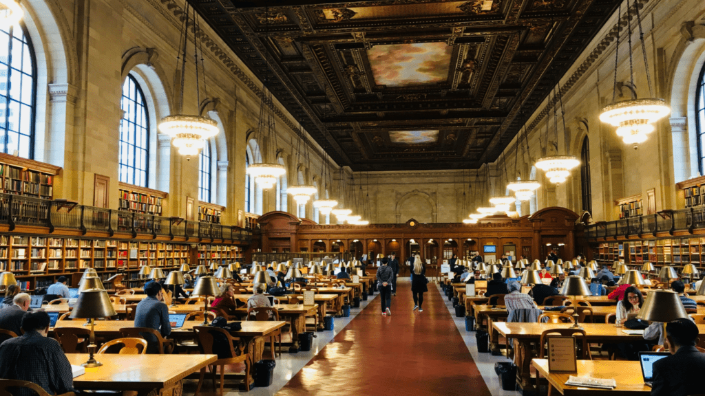 public library full of students